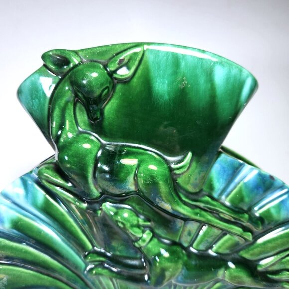 Mid Century Leaping Deer TV Lamp Planter Forest Green Retro Vintage 10.5”X 7.5” - Picture 3 of 15